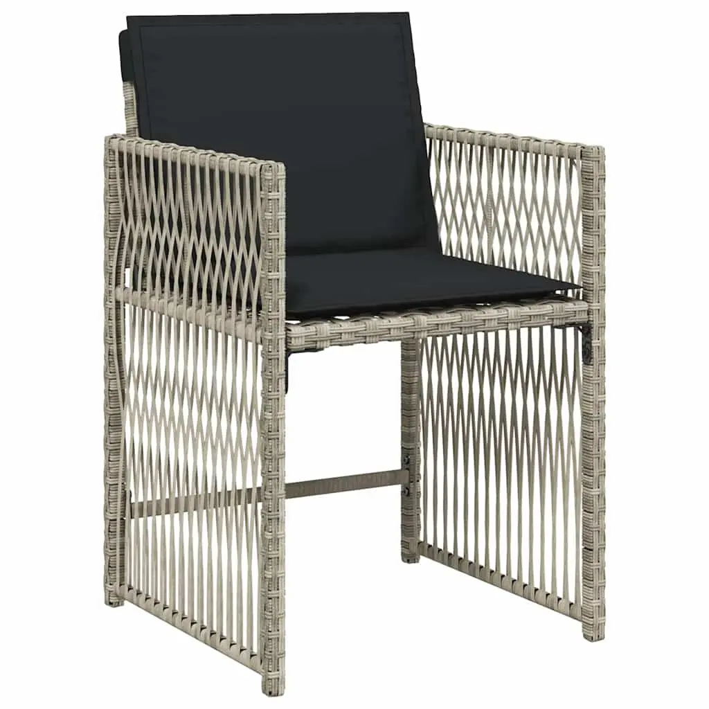 Garden Dining Set 9 Piece Outdoor Furniture Grey Poly Rattan Cushions Glass