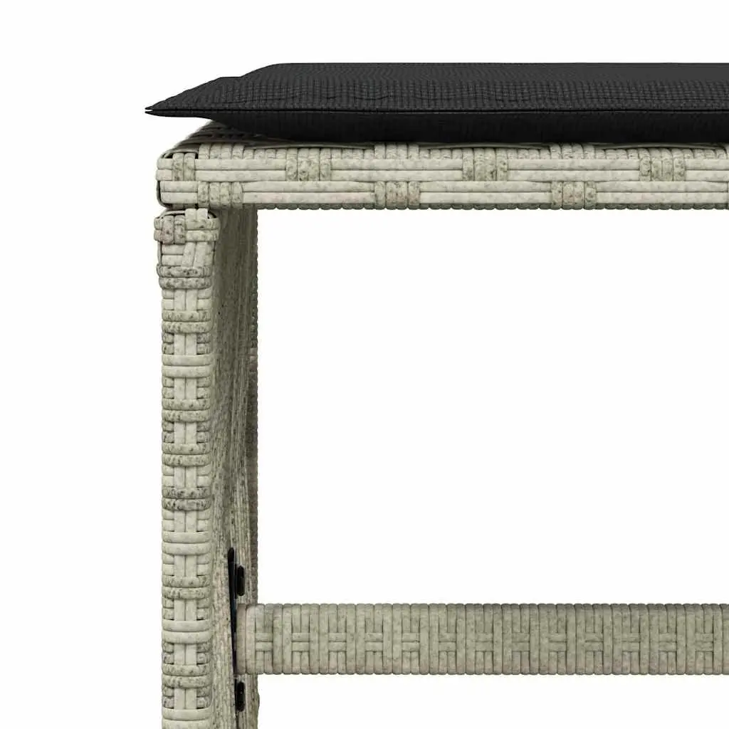Garden Dining Set 9 Piece Outdoor Furniture Grey Poly Rattan Cushions Glass