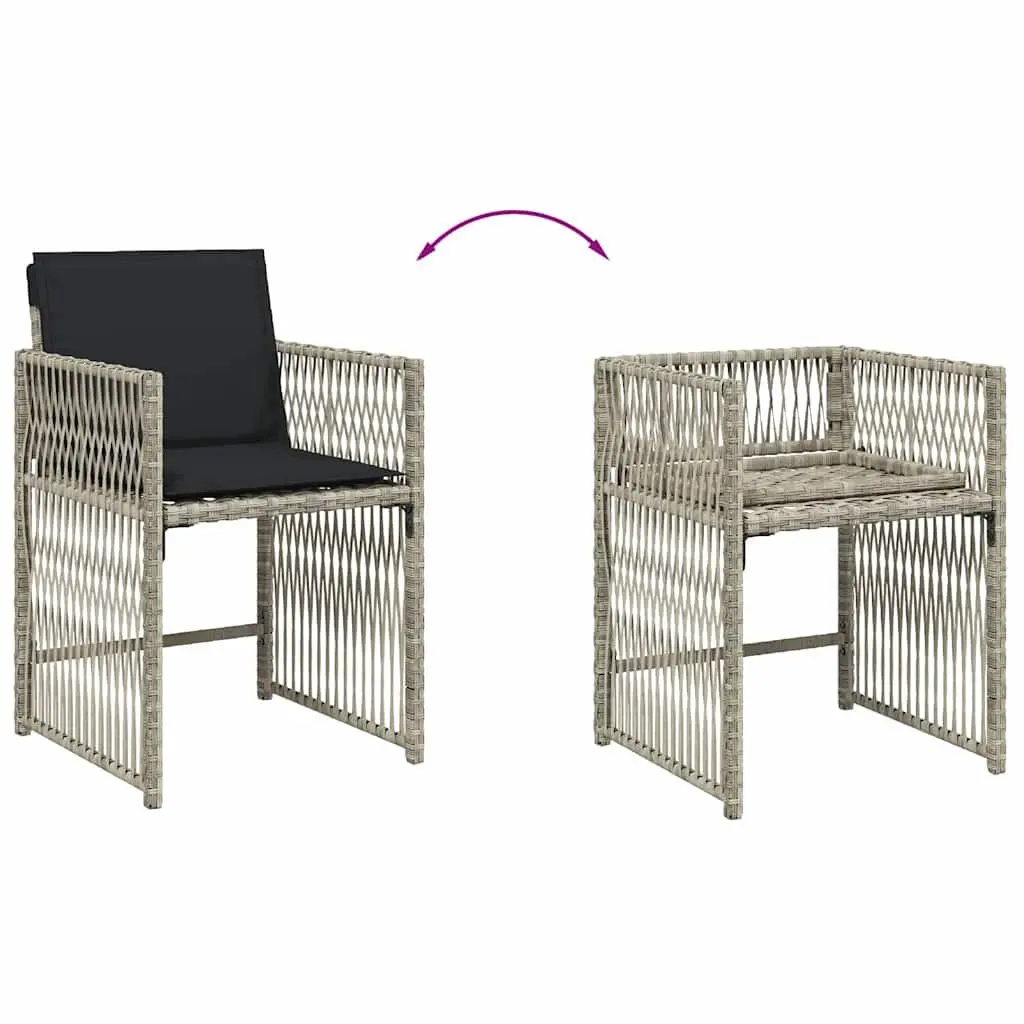 Garden Dining Set 9 Piece Outdoor Furniture Grey Poly Rattan Cushions Glass