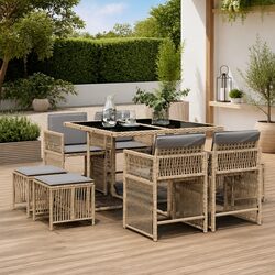 Compact and Elegant 9 Piece Garden Dining Set