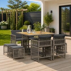 Concise 9-Piece Garden Dining Set with Comfort