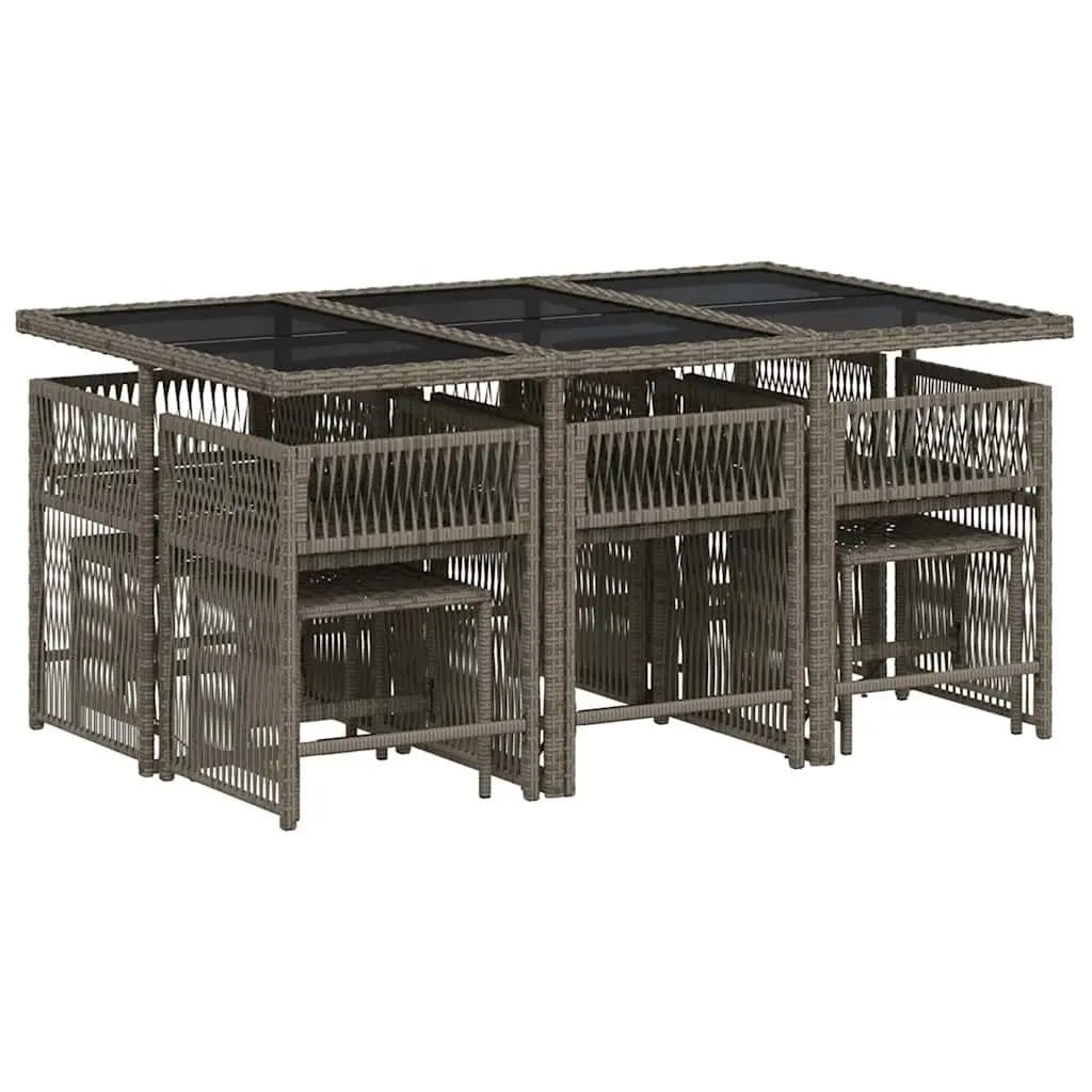 11-Piece Outdoor Dining Set with Grey Cushions