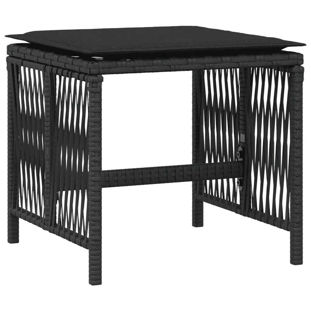 Outdoor Dining Set Black 13 Piece Garden Furniture Poly Rattan Chairs Table Cushions