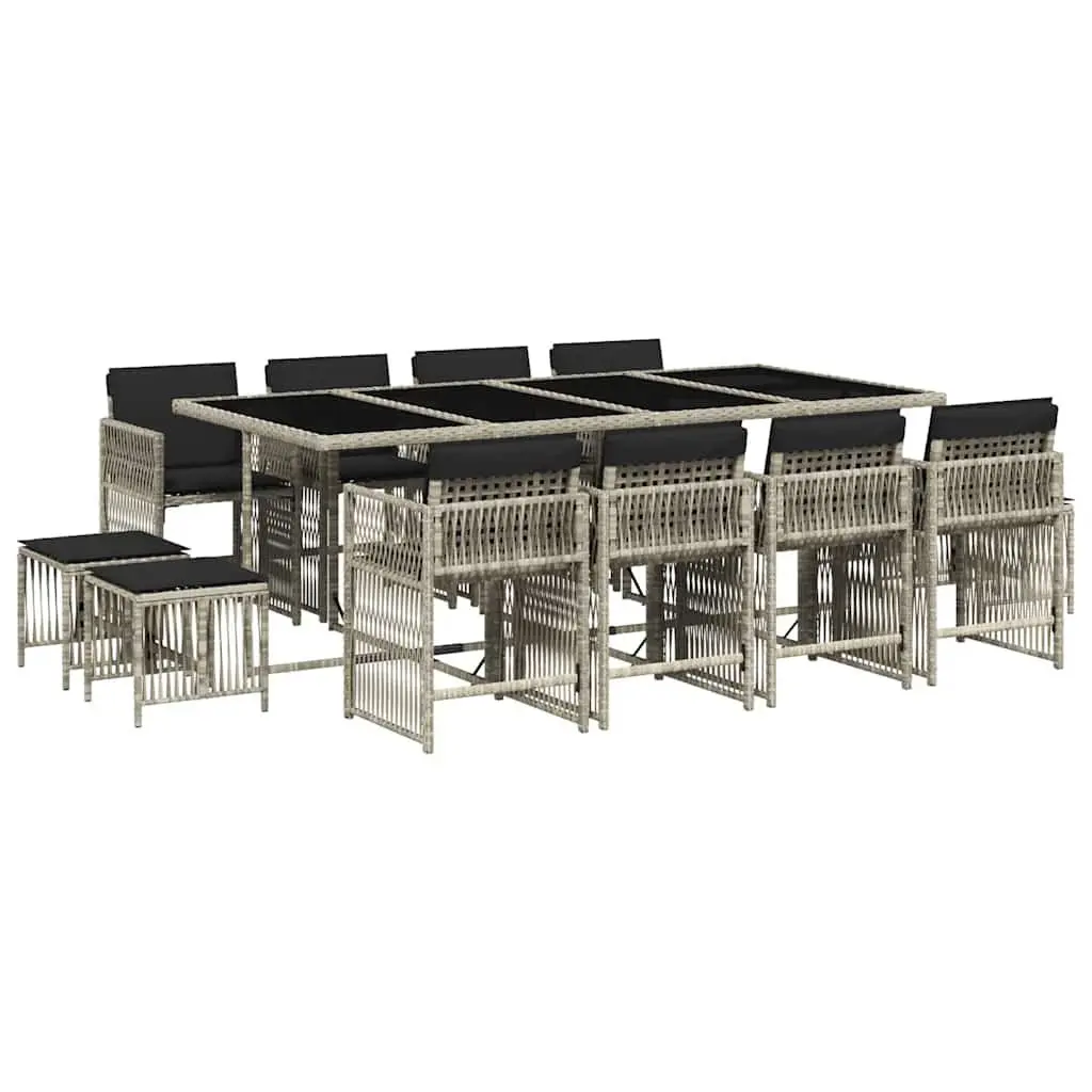Garden Dining Set Grey 13 Piece Outdoor Furniture Poly Rattan Chairs Table