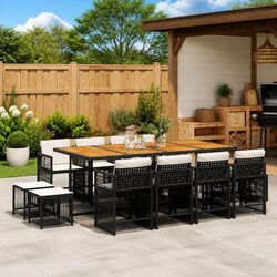 Concise 13-Piece Outdoor Dining Set with Cushions