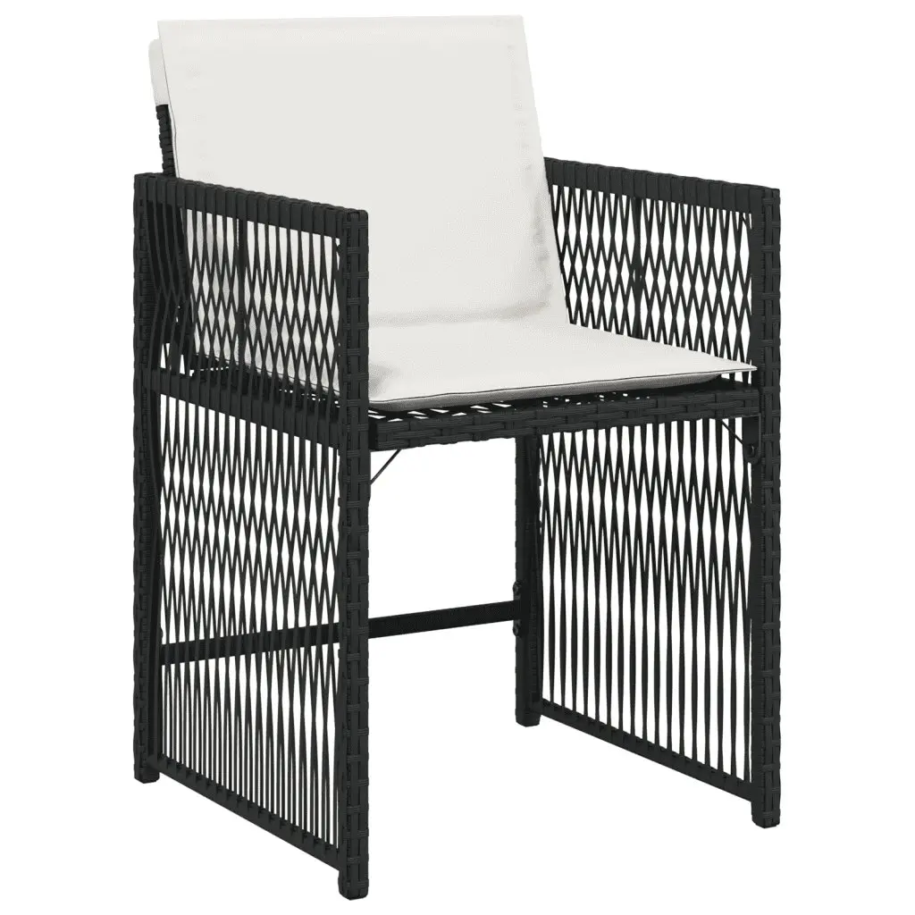 Outdoor Dining Set Black 15 Piece Garden Furniture Poly Rattan with Cushions