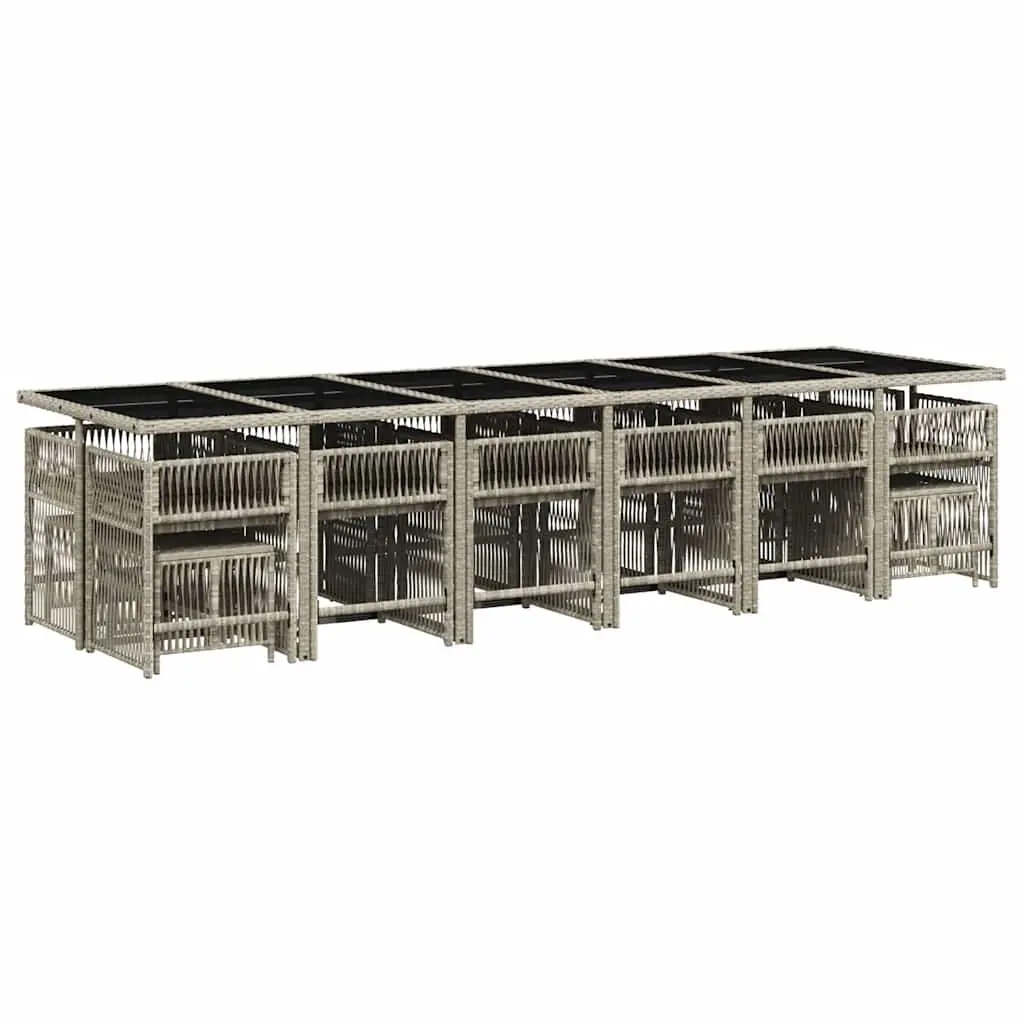Garden Dining Set 17 Piece Outdoor Furniture Grey Poly Rattan with Cushions