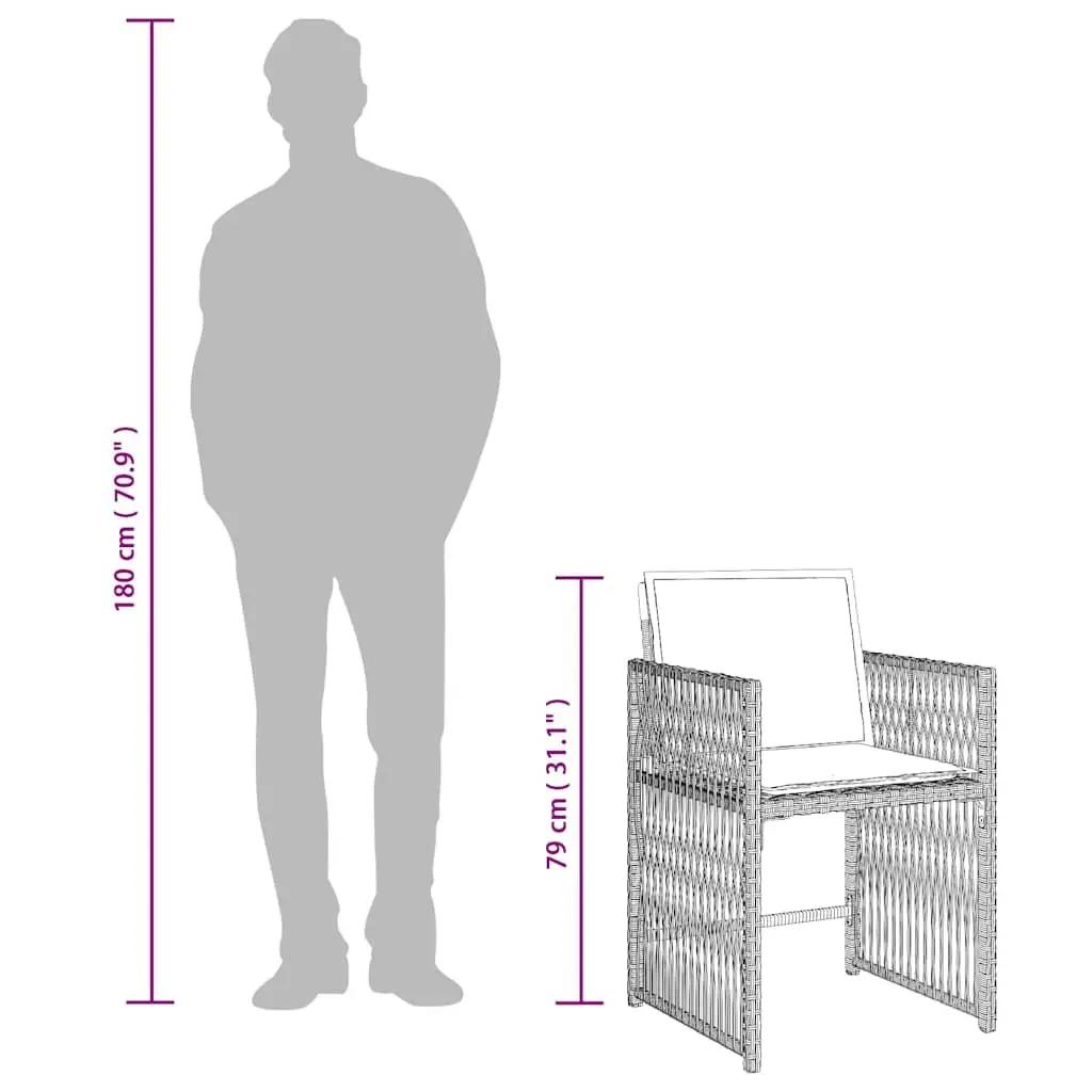 Garden Dining Set 17 Piece Outdoor Furniture Grey Poly Rattan with Cushions