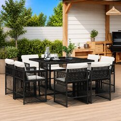 Compact and Elegant 9 Piece Garden Dining Set
