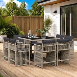 Compact 9 Piece Outdoor Dining Set with Style
