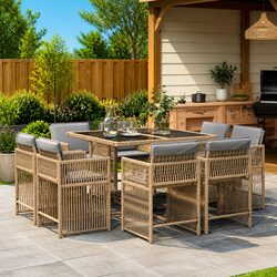 9 Piece Poly Rattan Garden Dining Set for Your Patio