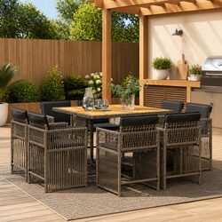 Concise and Elegant 9-Piece Outdoor Dining Set