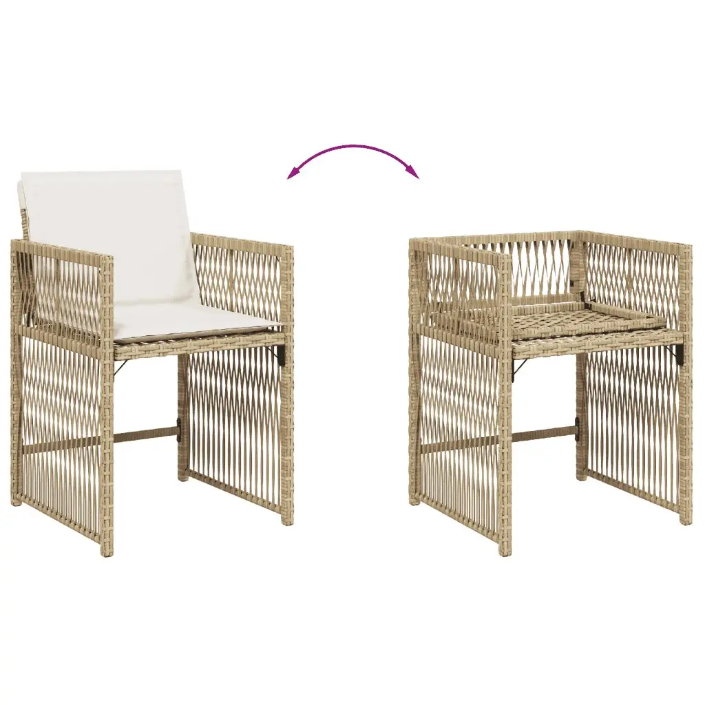 Garden Dining Set 11 Piece Outdoor Furniture Beige Poly Rattan Chairs Table