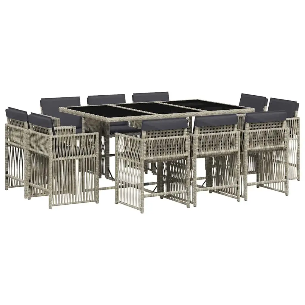 Garden Dining Set Grey 11 Piece Outdoor Furniture Poly Rattan Chairs Table