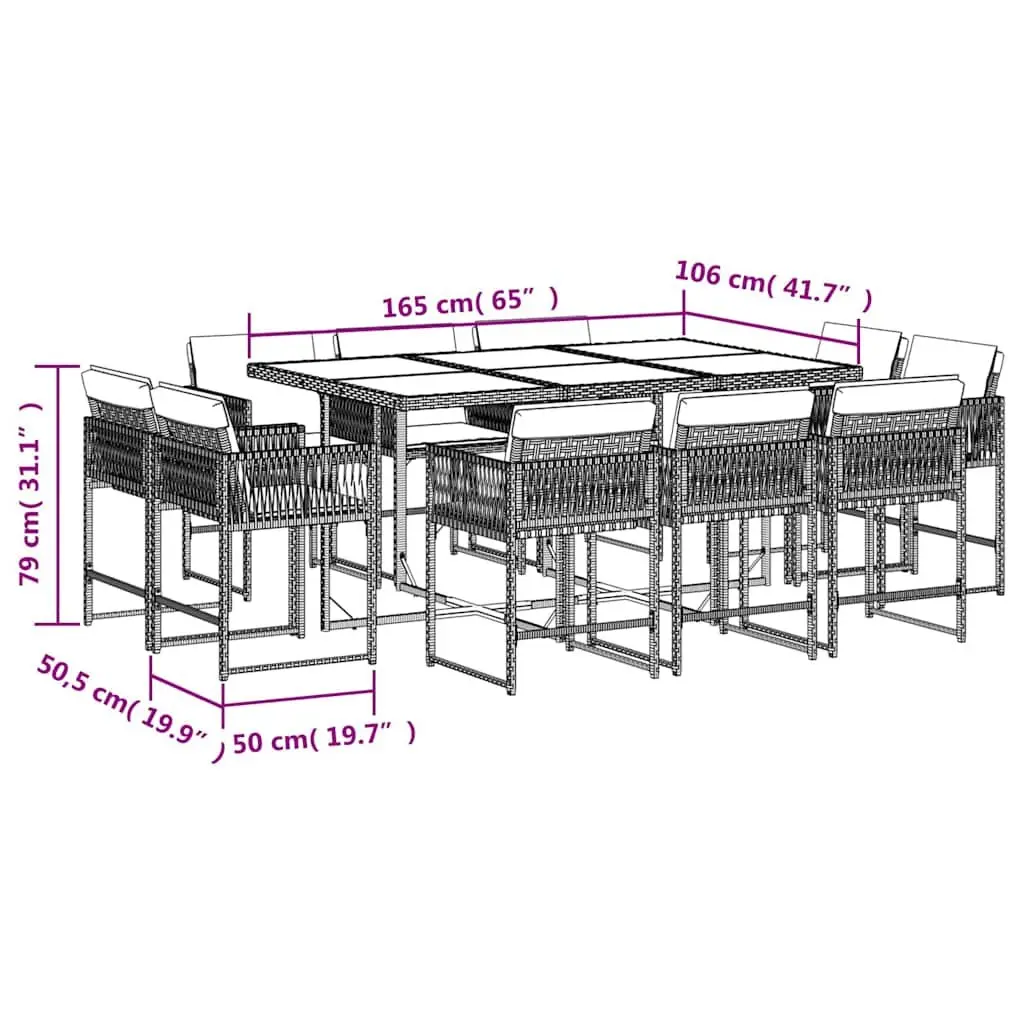 Garden Dining Set Grey 11 Piece Outdoor Furniture Poly Rattan Chairs Table