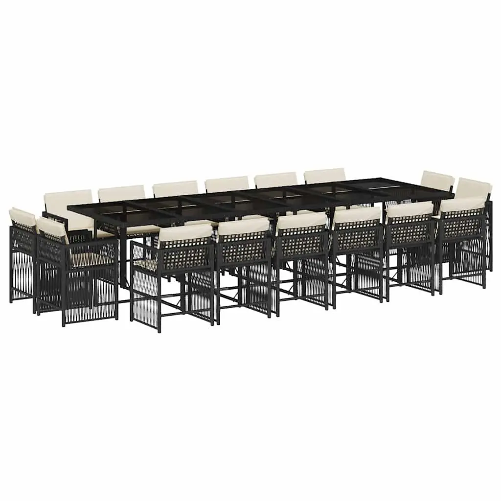 Garden Dining Set 17 Piece Outdoor Furniture Poly Rattan Chairs Table Cushions