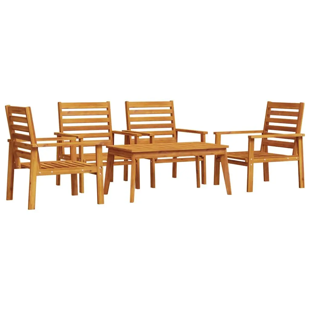 5 Piece Garden Lounge Set Brown Solid Wood Outdoor Furniture Patio Seating