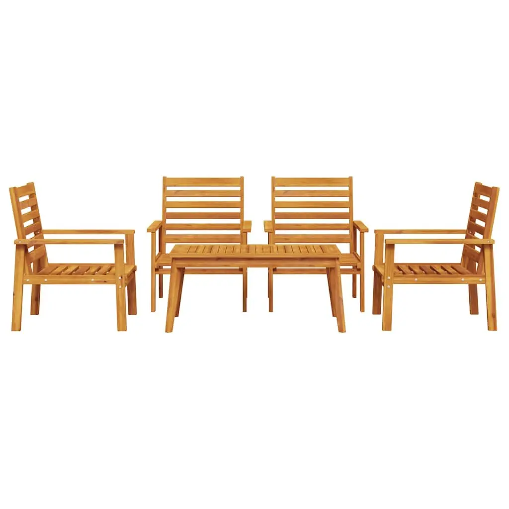 5 Piece Garden Lounge Set Brown Solid Wood Outdoor Furniture Patio Seating
