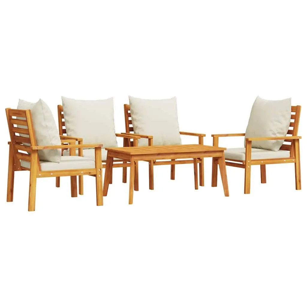 Garden Lounge Set 5 Piece Patio Furniture Outdoor Seating Brown Acacia Wood