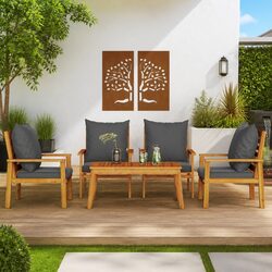 Concise 5-Piece Acacia Wood Garden Lounge Set