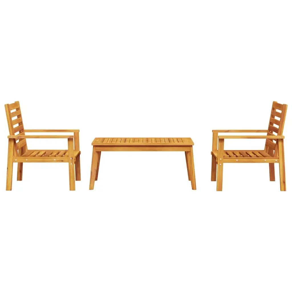 3 Piece Garden Lounge Set Brown Acacia Wood Armrest Backrest
