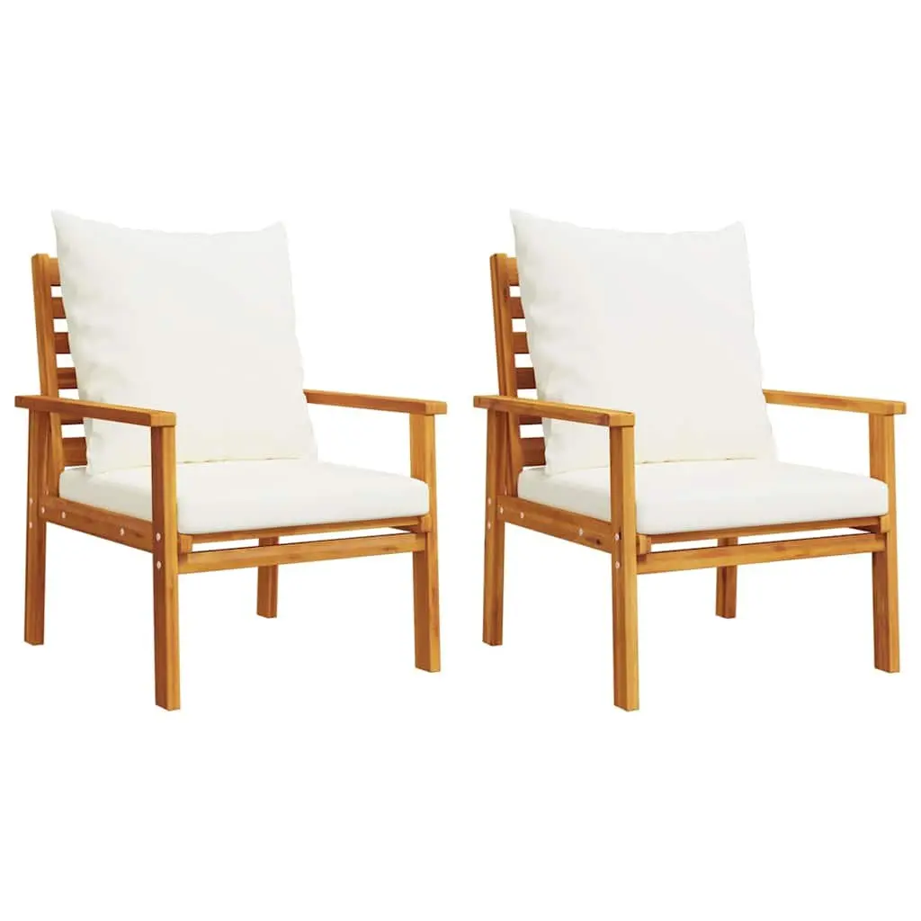 3 Piece Garden Lounge Set Brown Solid Acacia Wood Cushions