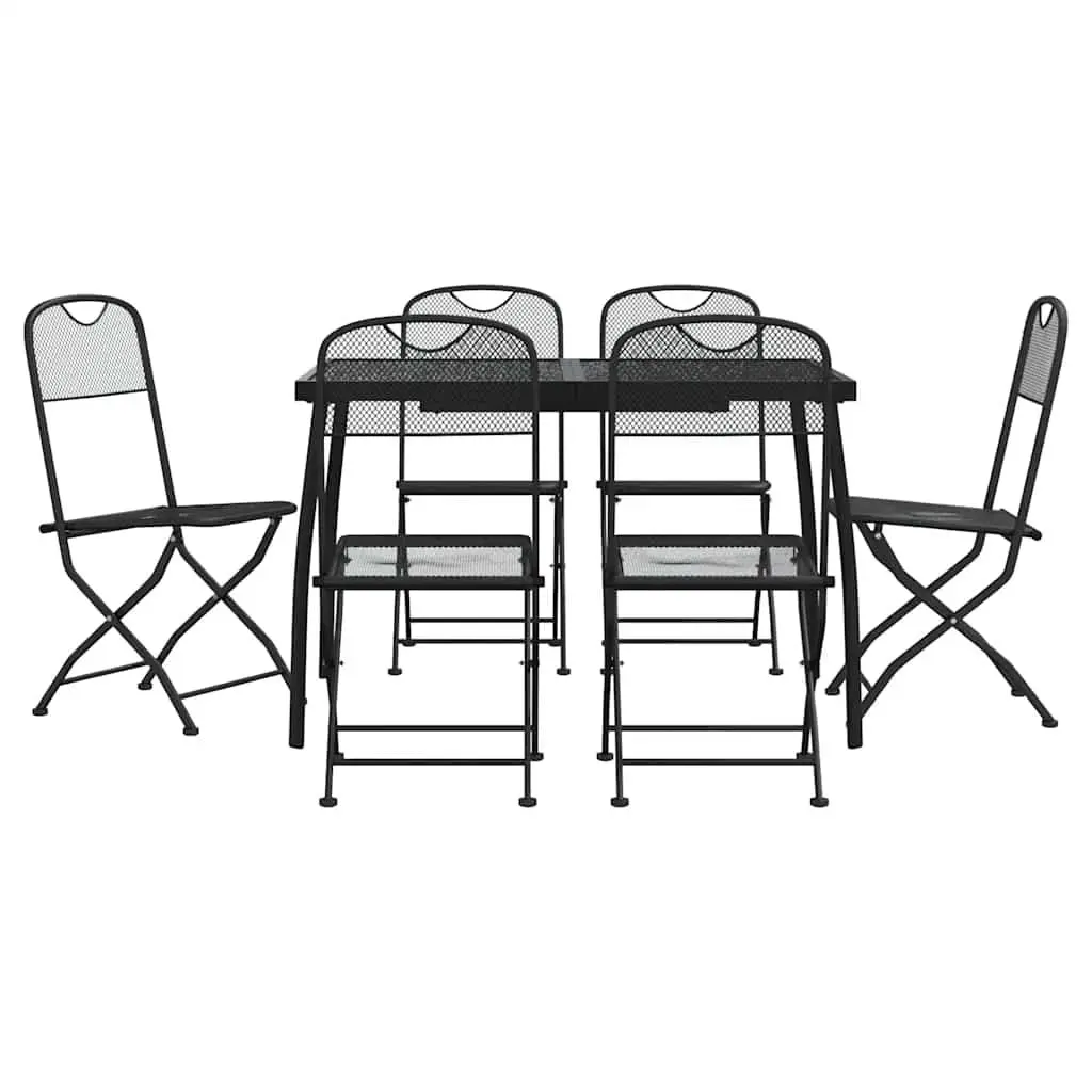 Garden Dining Set 7 Piece Outdoor Furniture Metal Mesh Anthracite Patio Table