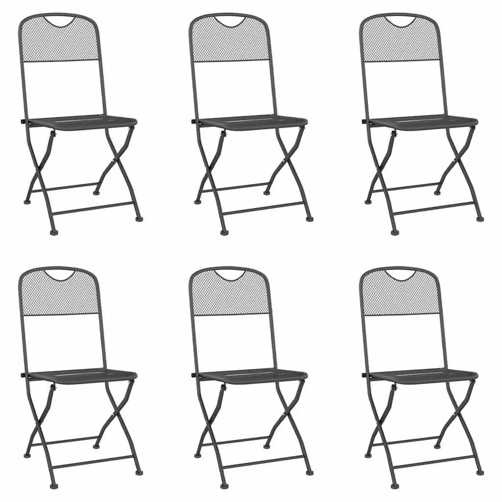 Garden Dining Set 7 Piece Outdoor Furniture Metal Mesh Anthracite Patio Table