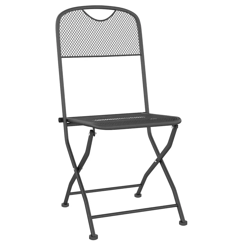7 Piece Garden Dining Set Anthracite Metal Mesh Outdoor Patio Furniture Foldable