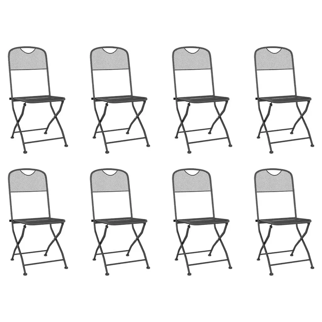Garden Dining Set 9 Piece Outdoor Furniture Metal Mesh Chairs Table Anthracite