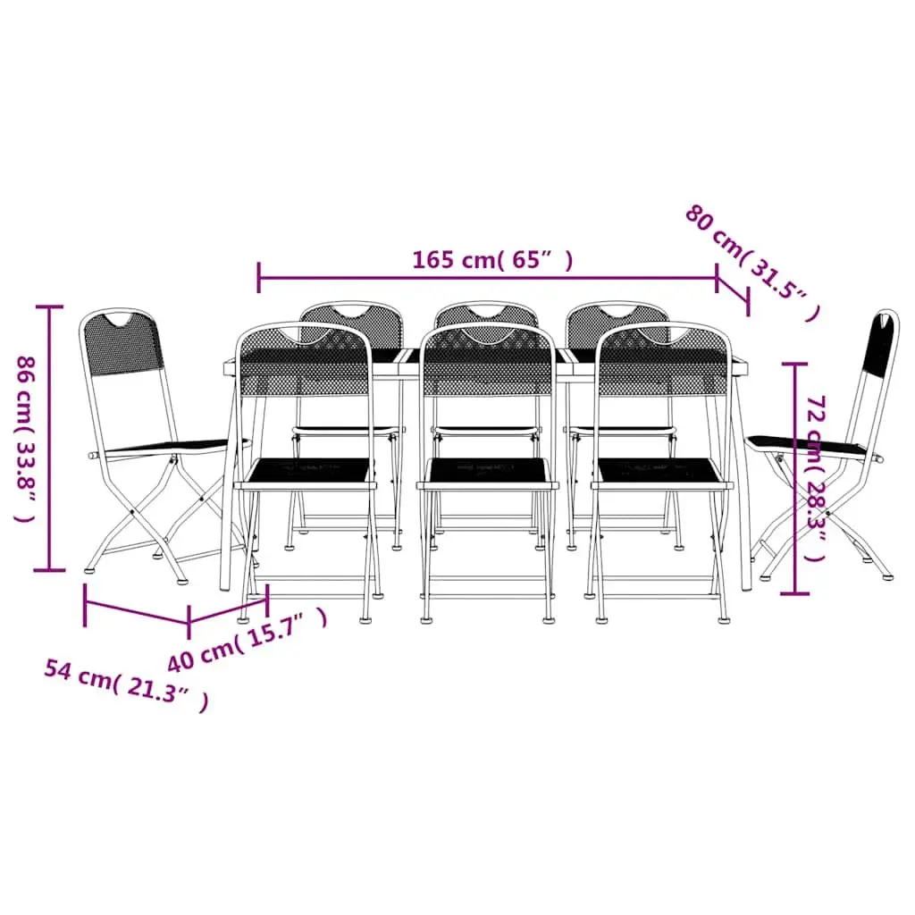 Garden Dining Set 9 Piece Outdoor Furniture Metal Mesh Chairs Table Anthracite