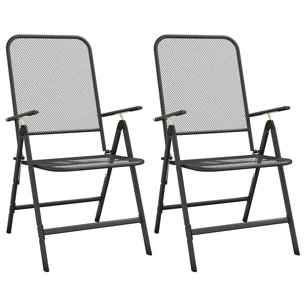 Garden Dining Set 3 Piece Outdoor Furniture Metal Mesh Anthracite Patio Chair