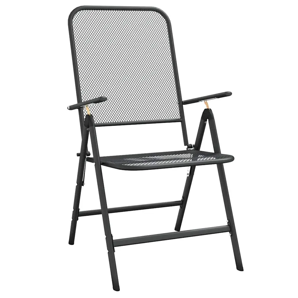 Garden Dining Set 3 Piece Outdoor Furniture Metal Mesh Anthracite Patio Chair