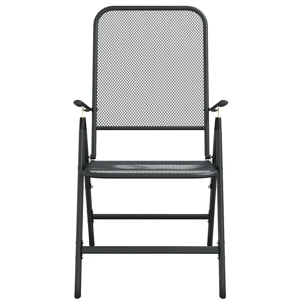Garden Dining Set 3 Piece Outdoor Furniture Metal Mesh Anthracite Patio Chair
