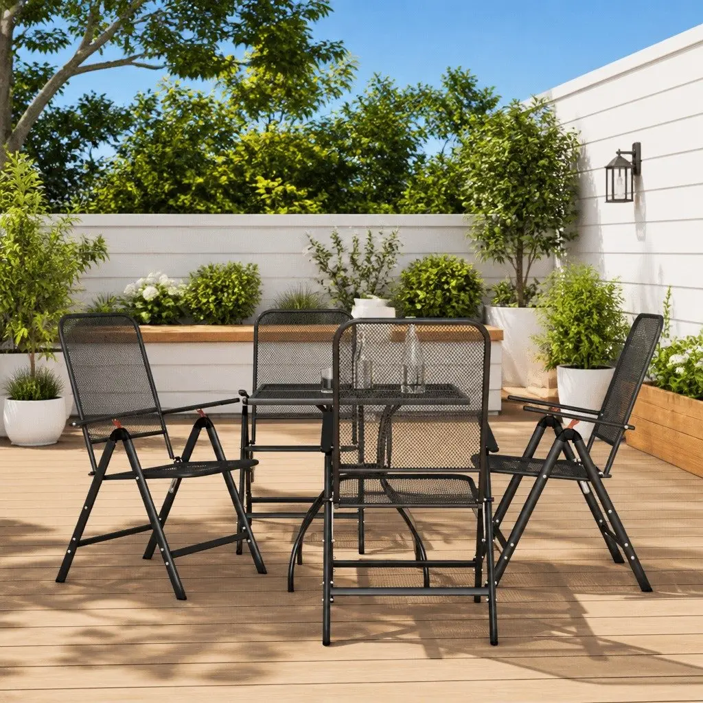 5 Piece Outdoor Dining Set with Adjustable Chairs
