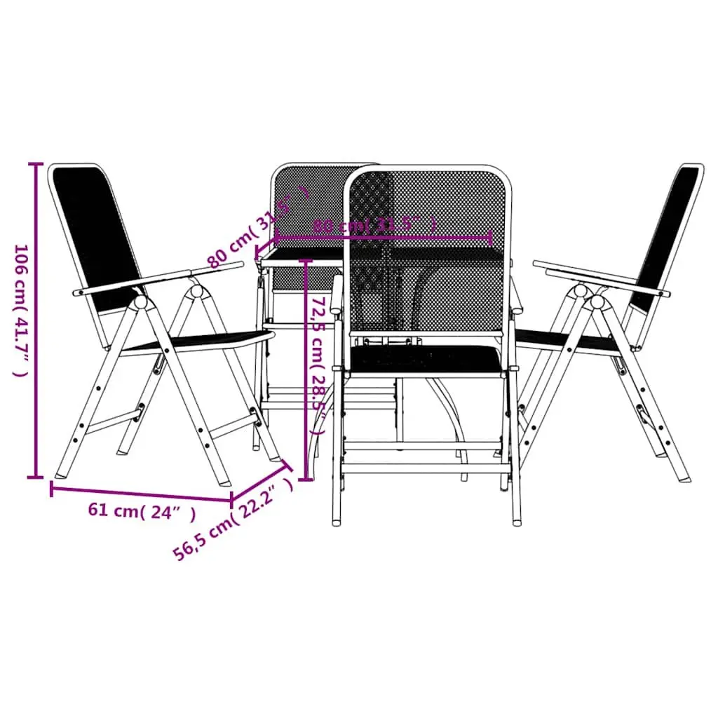 5 Piece Outdoor Dining Set with Adjustable Chairs