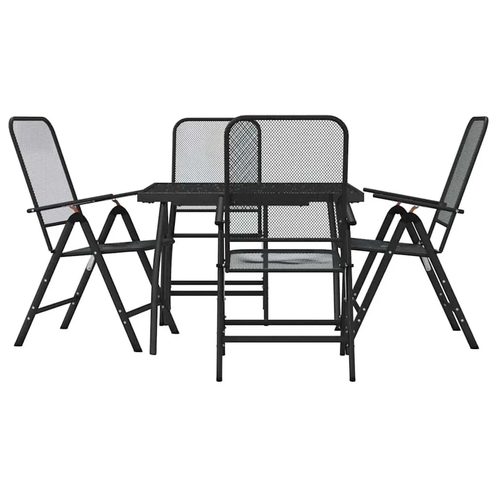 Garden Dining Set 5 Piece Outdoor Furniture Metal Mesh Anthracite Patio Chairs