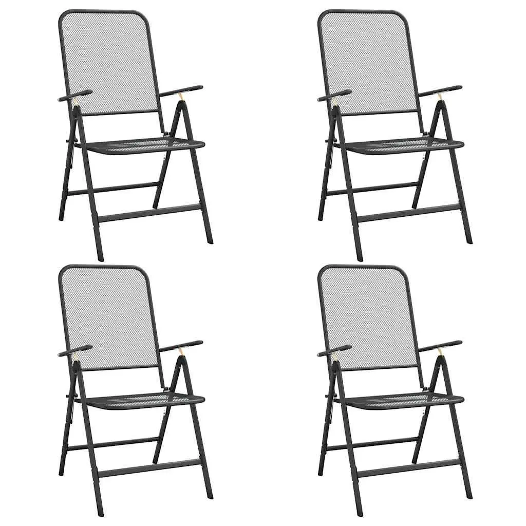 Garden Dining Set 5 Piece Outdoor Furniture Metal Mesh Anthracite Patio Chairs