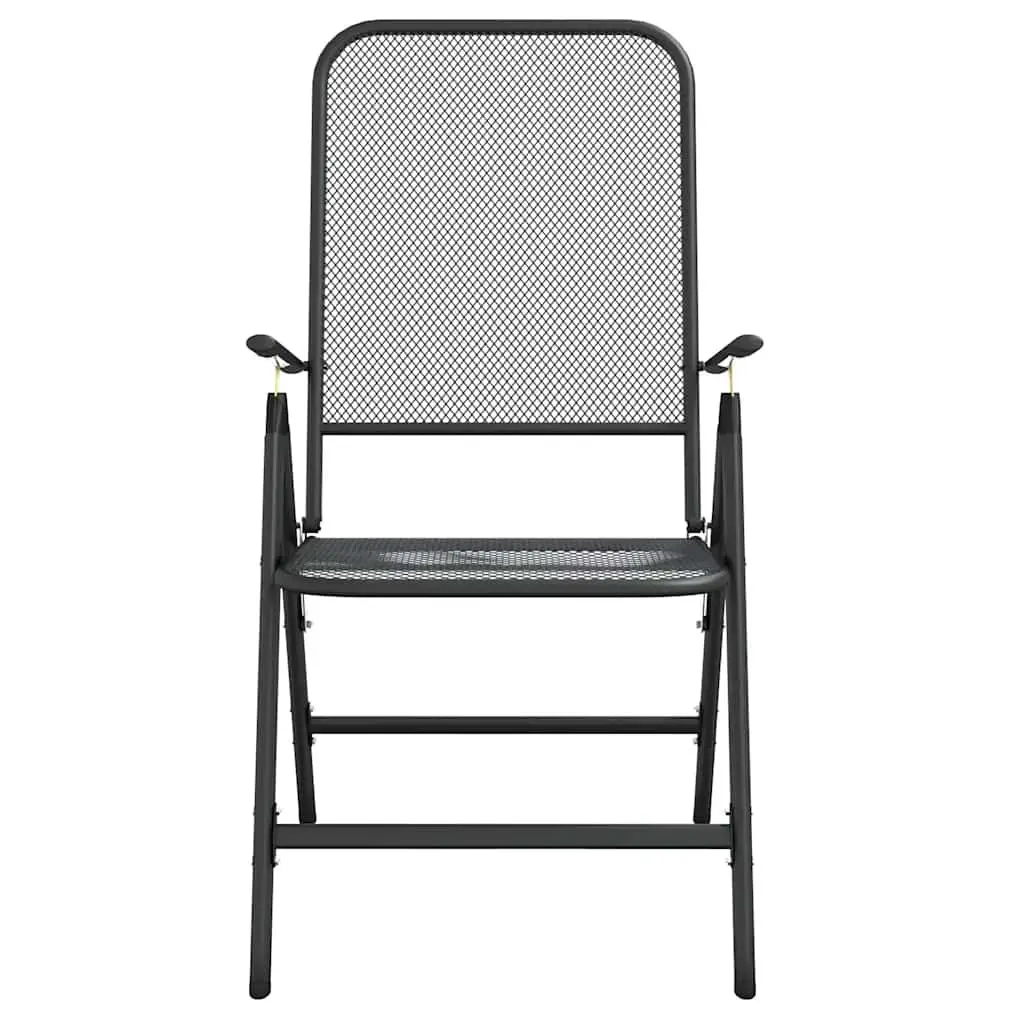 Garden Dining Set 5 Piece Outdoor Furniture Metal Mesh Anthracite Patio Chairs