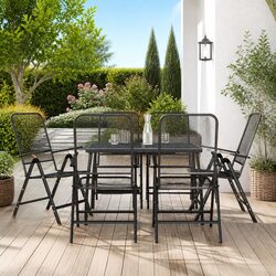 7 Piece Garden Dining Set Anthracite Metal Mesh Outdoor Furniture Patio Table