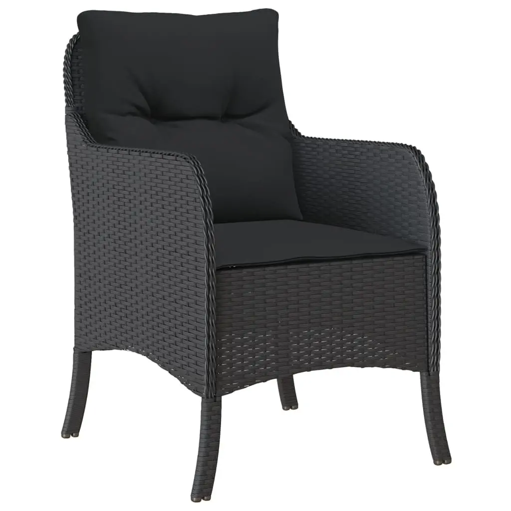Outdoor Dining Set Black 3 Piece Garden Furniture with Cushions