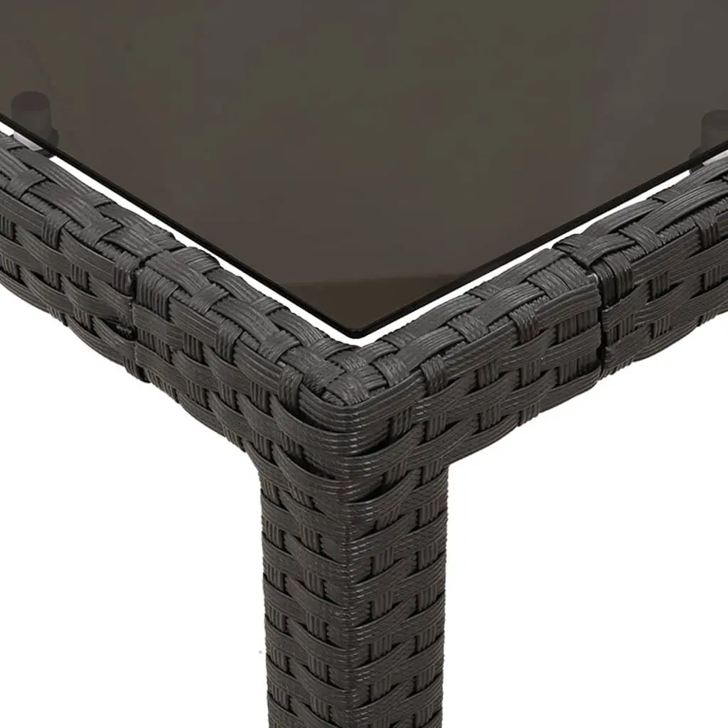 7 Piece Black Patio Dining Set Cushioned Rattan Table Chairs with Tempered Glass Top