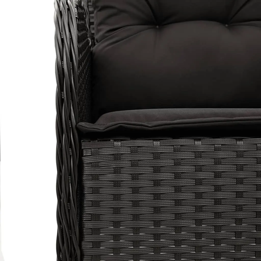 Outdoor Garden Dining Set 7 Piece Black Poly Rattan Patio Furniture with