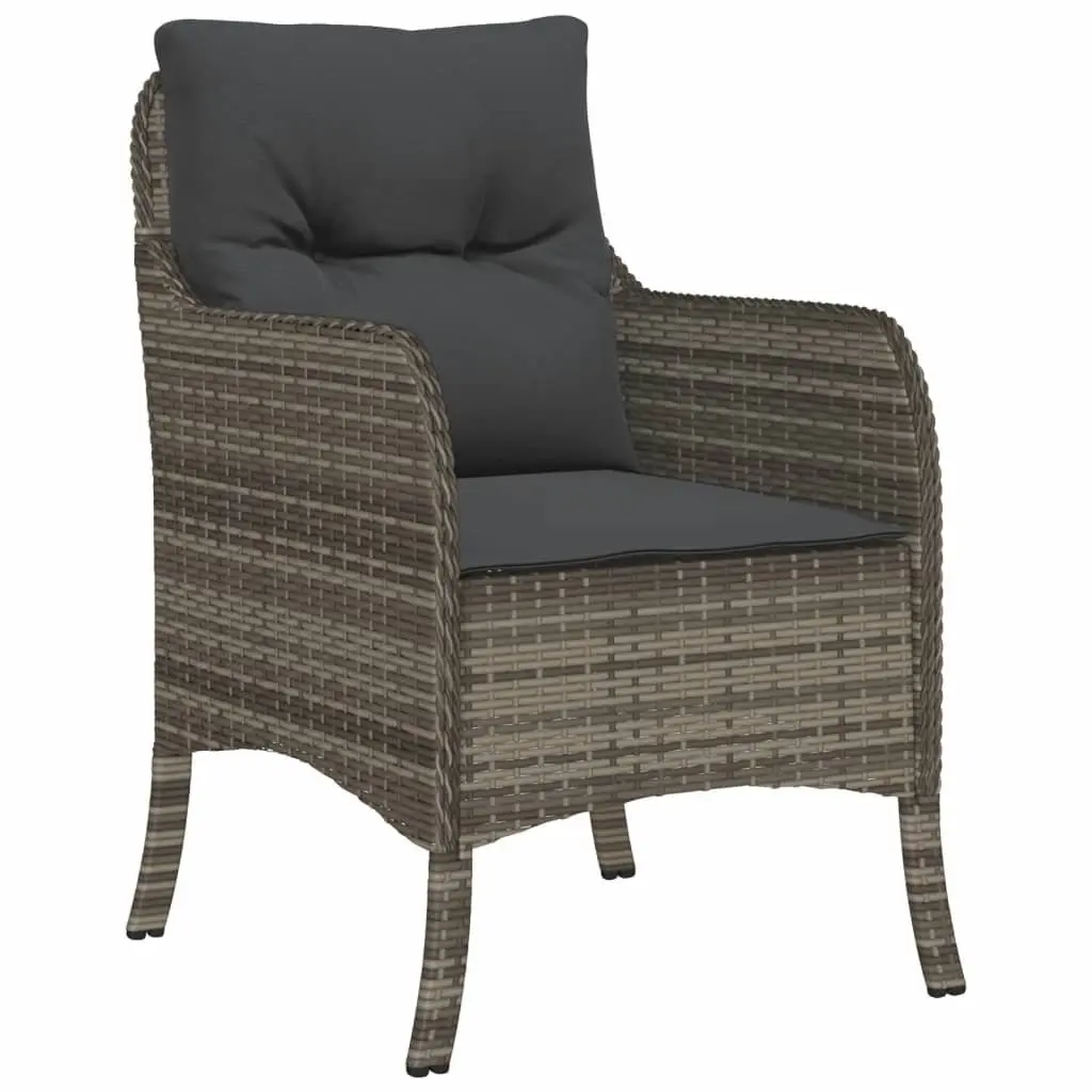 Outdoor Garden Dining Set 5 Piece Grey Poly Rattan Patio Furniture with Cushions