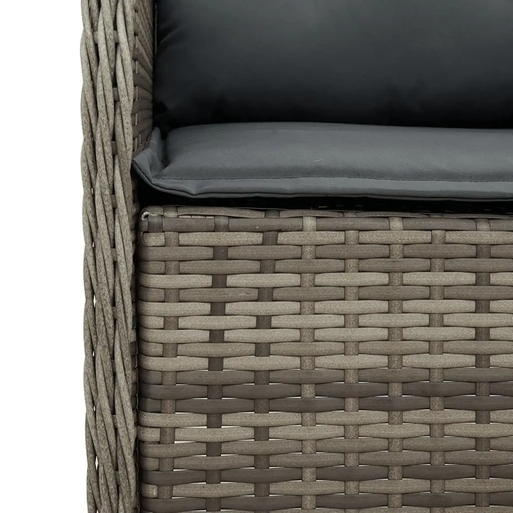 Outdoor Garden Dining Set 5 Piece Grey Poly Rattan Patio Furniture with Cushions