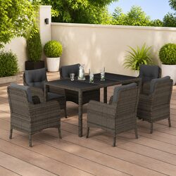 Compact 7 Piece Grey Dining Set for Outdoor Spaces