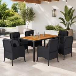 Concise 7 Piece Outdoor Dining Set with Cushions Included