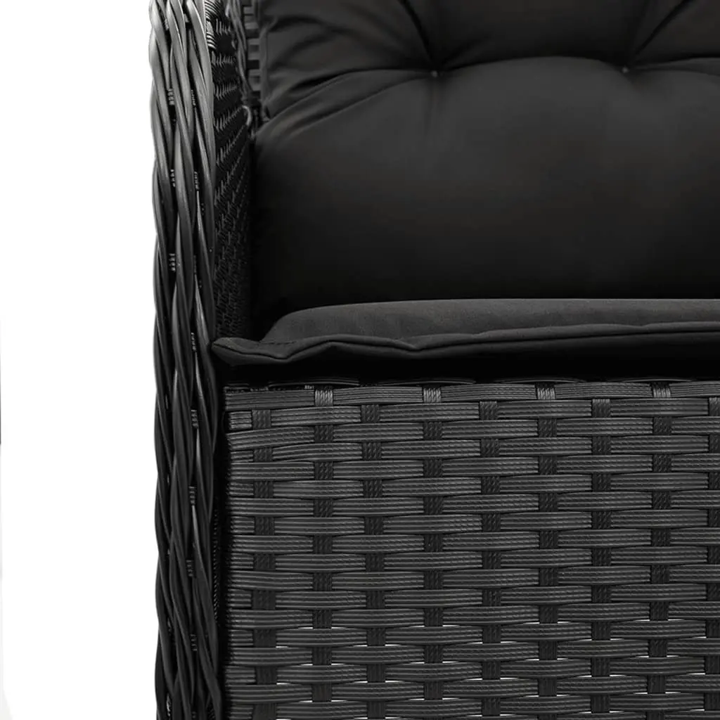 Outdoor Garden Dining Set 9 Piece Black Poly Rattan Patio Furniture with