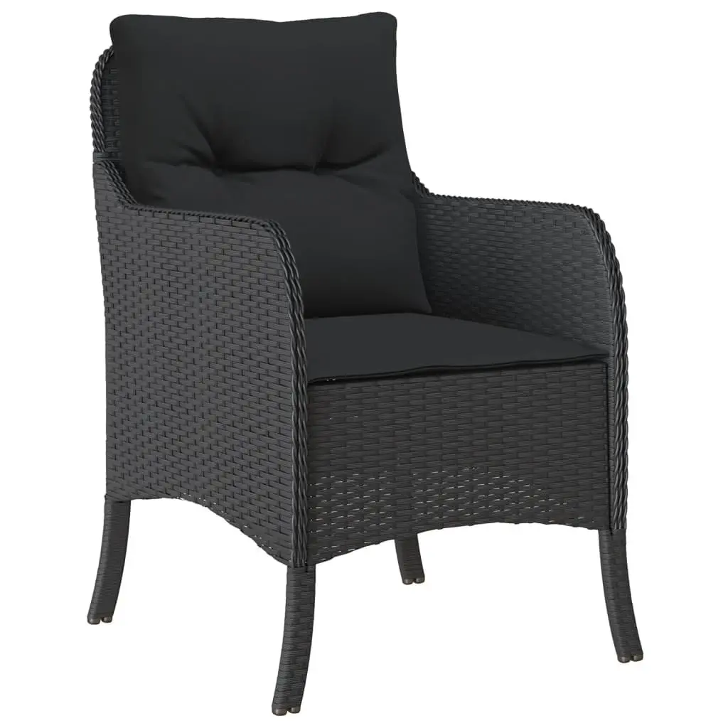 Outdoor Dining Set Black 3 Piece Garden Furniture Poly Rattan with Cushions