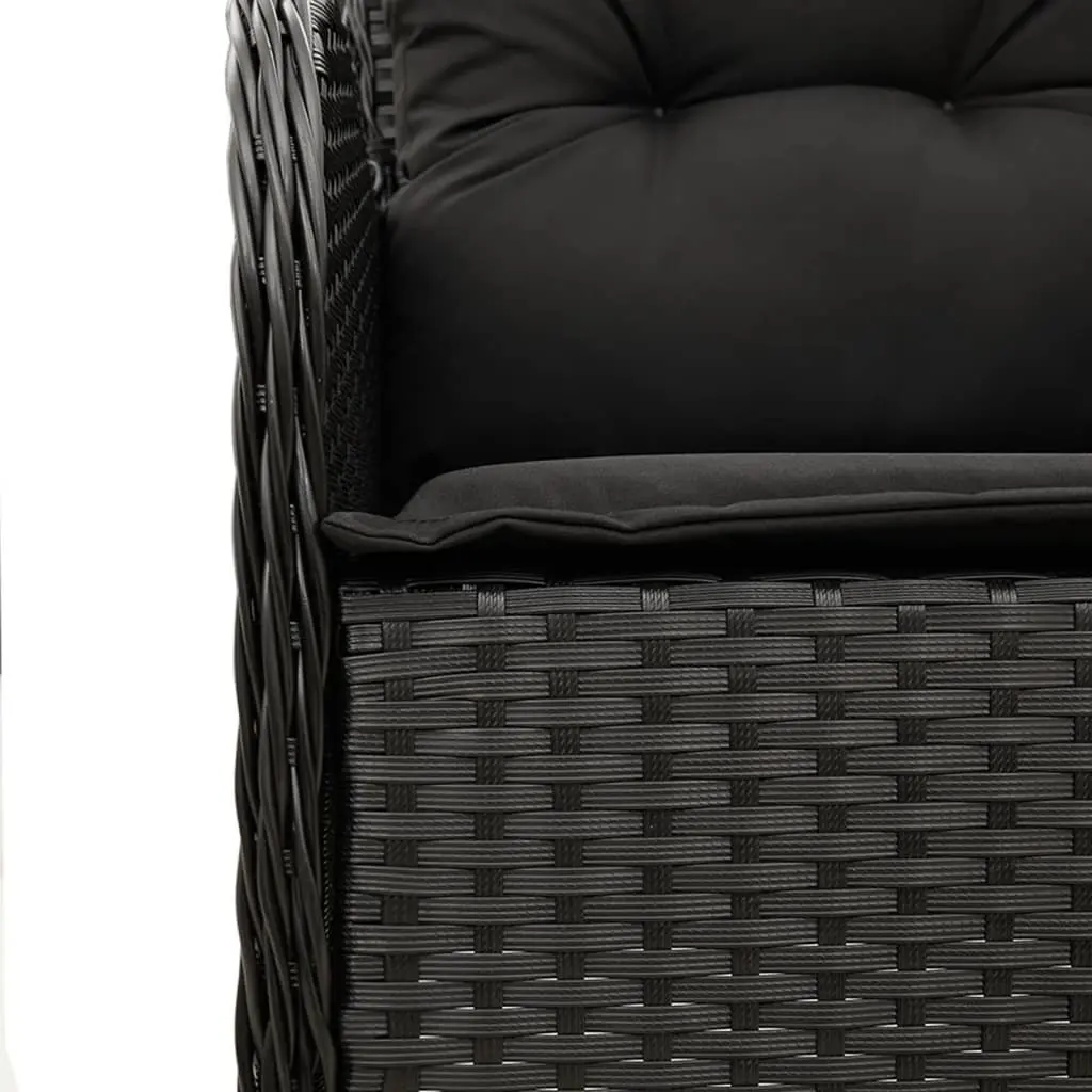 Outdoor Dining Set Black 3 Piece Garden Furniture Poly Rattan with Cushions